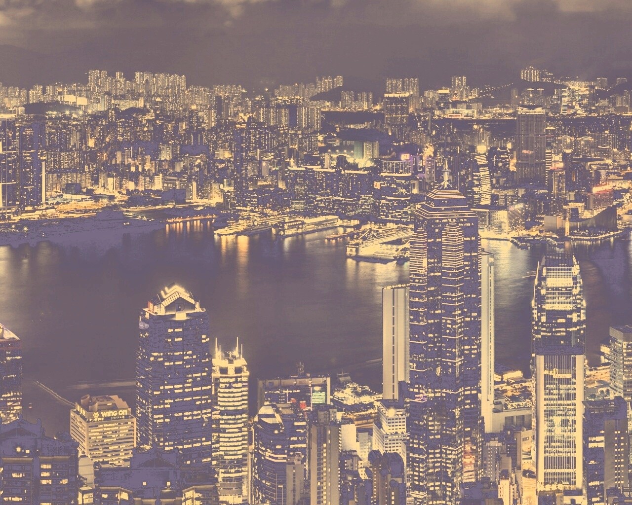 Небоскребы ночью обои