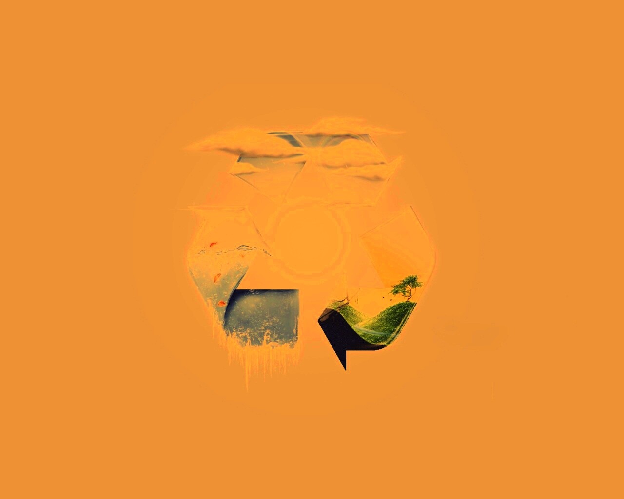 Круговорот воды в природе в значке переработки обои