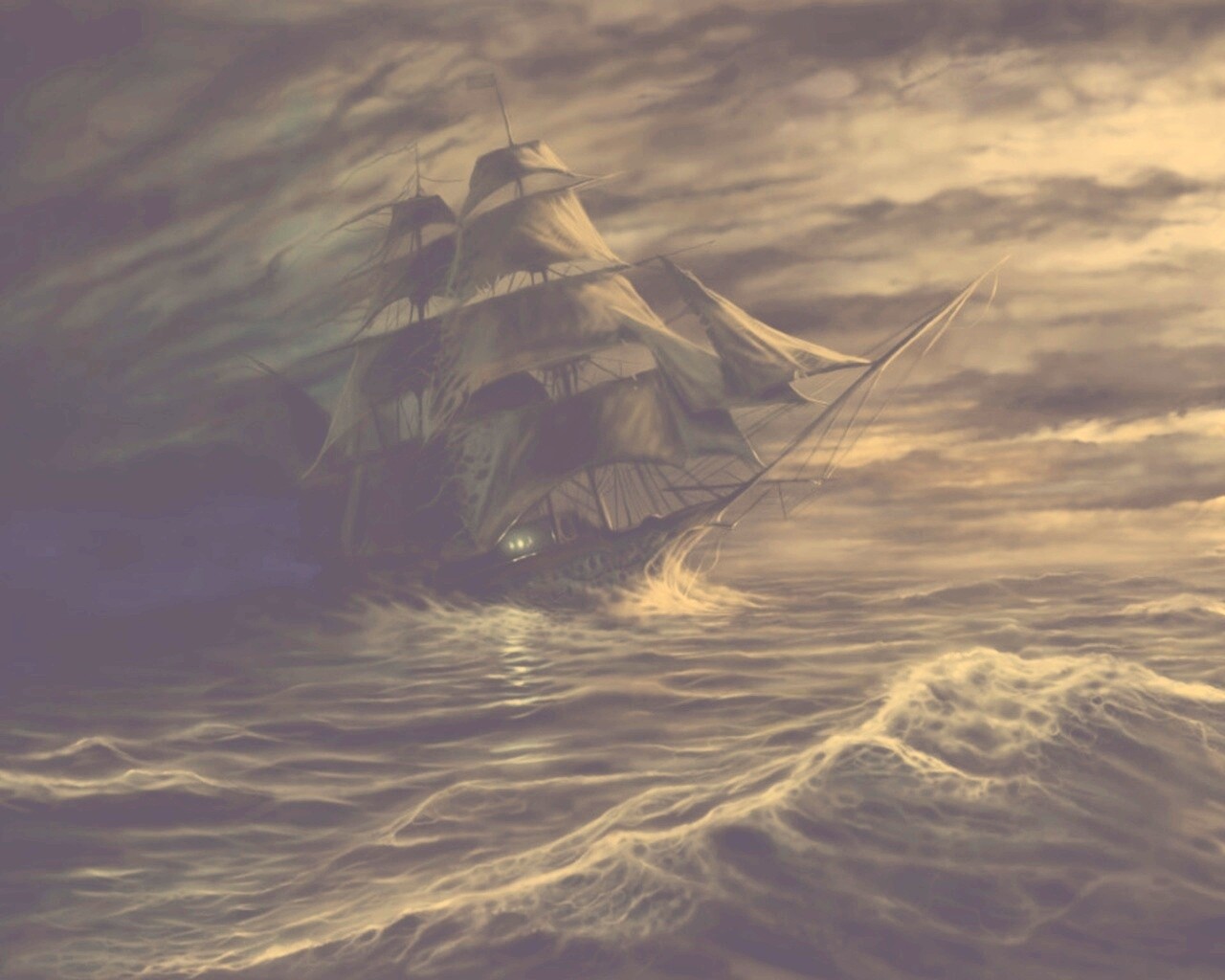 Корабль призрак поднимается со дна обои