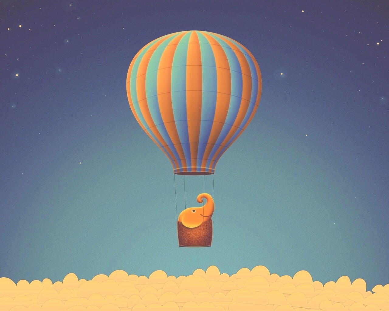 Слон на воздушном шаре обои