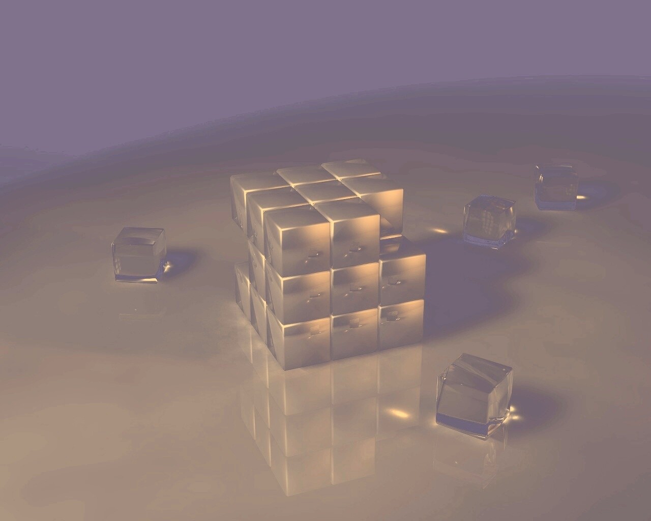 Кубик рубика из стекла обои