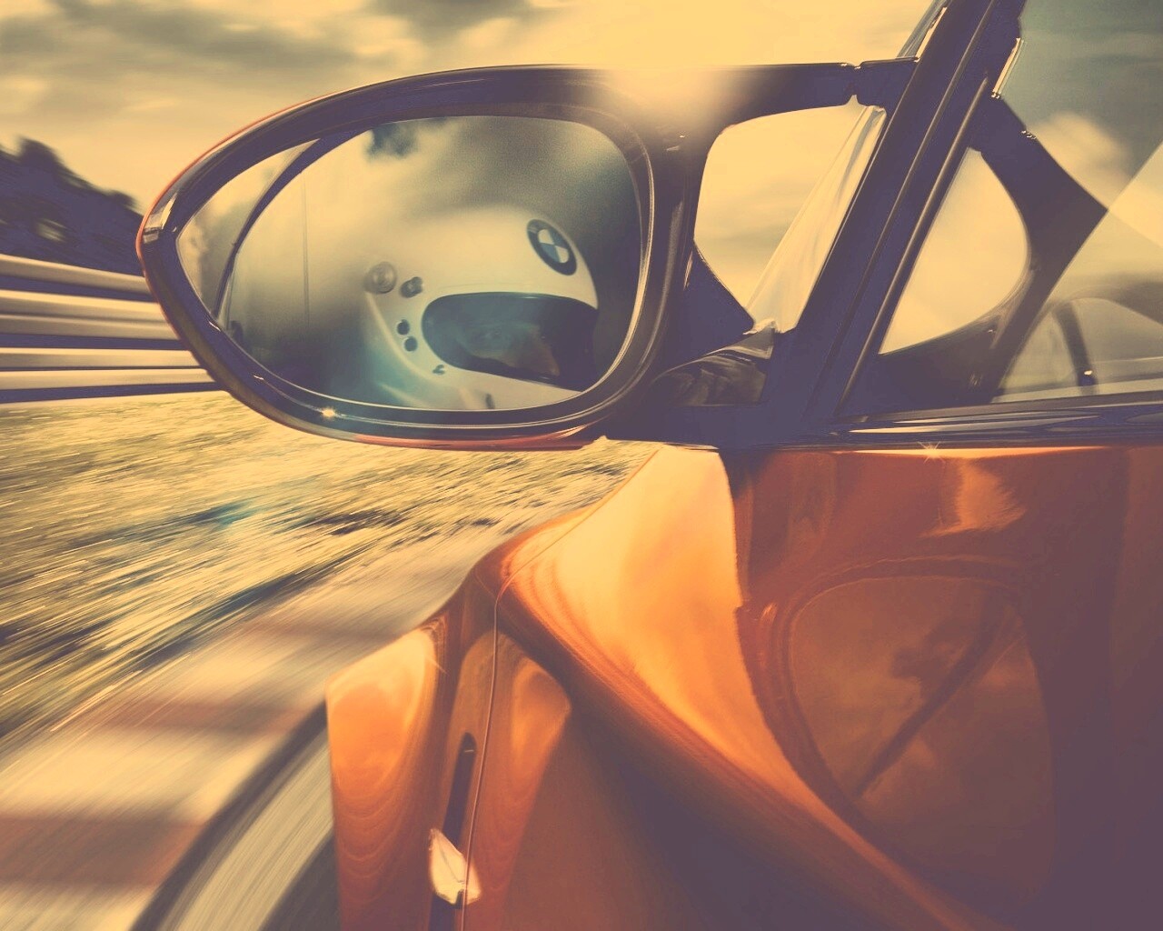 Отражение в боковом зеркале BMW M1 обои