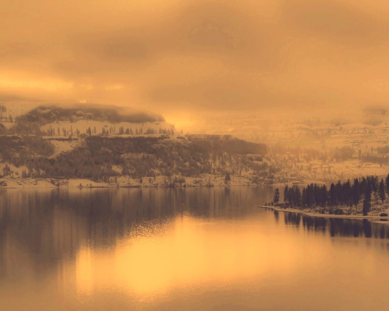 Озеро зимой обои