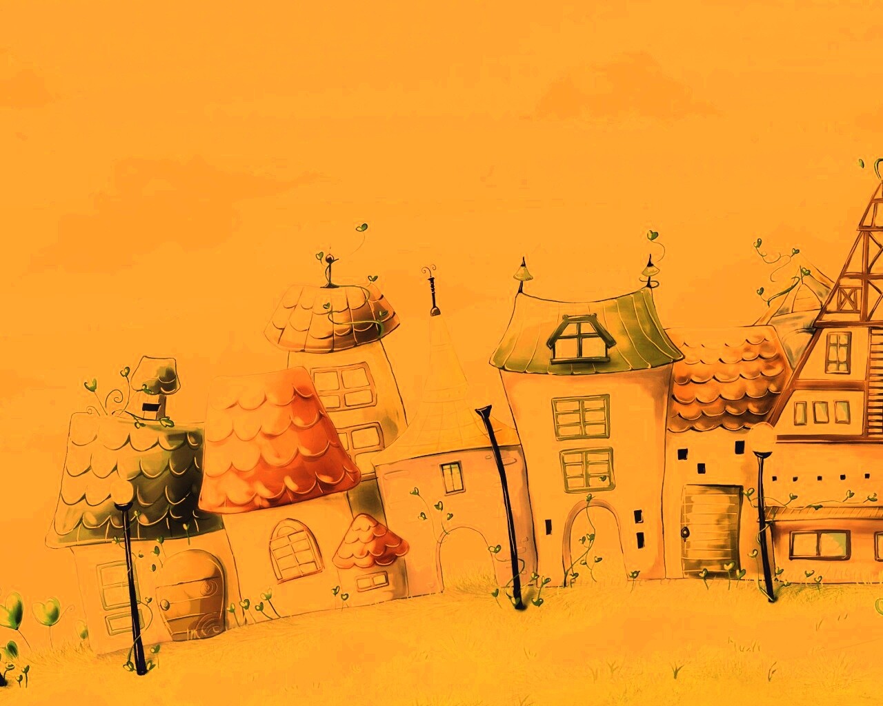 Мультяшный городок обои