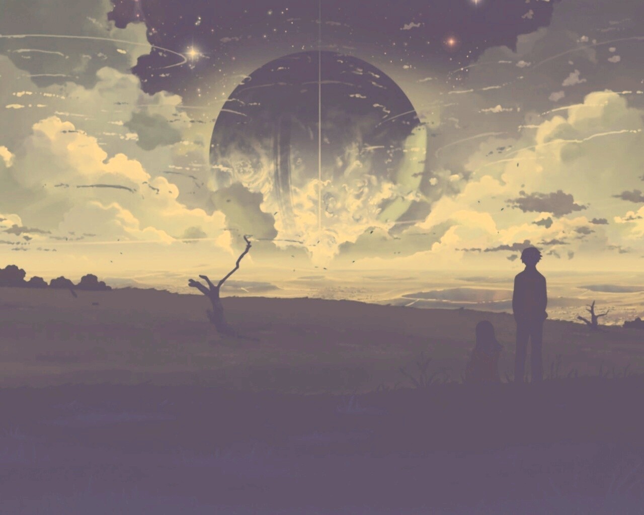 Кадр из творения Макото Синкая обои