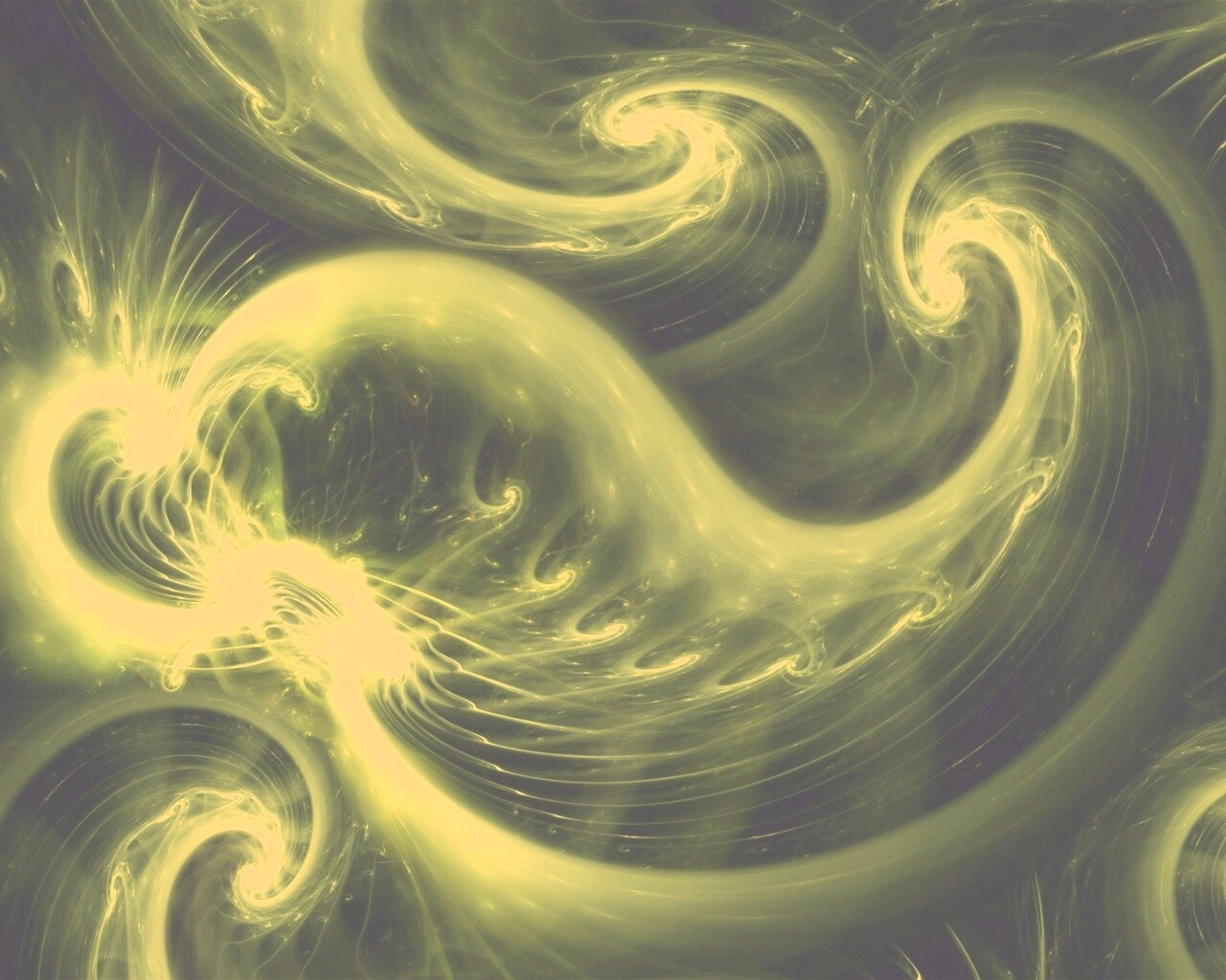 Спиральные абстрактные фракталы зеленого цвета обои