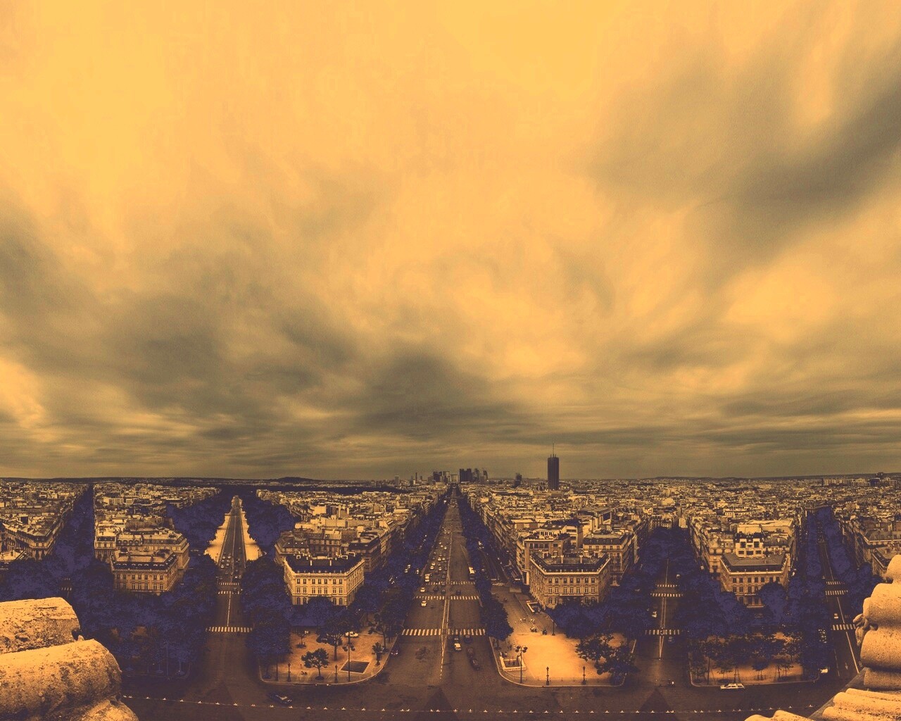 Париж широкоугольным объективном обои