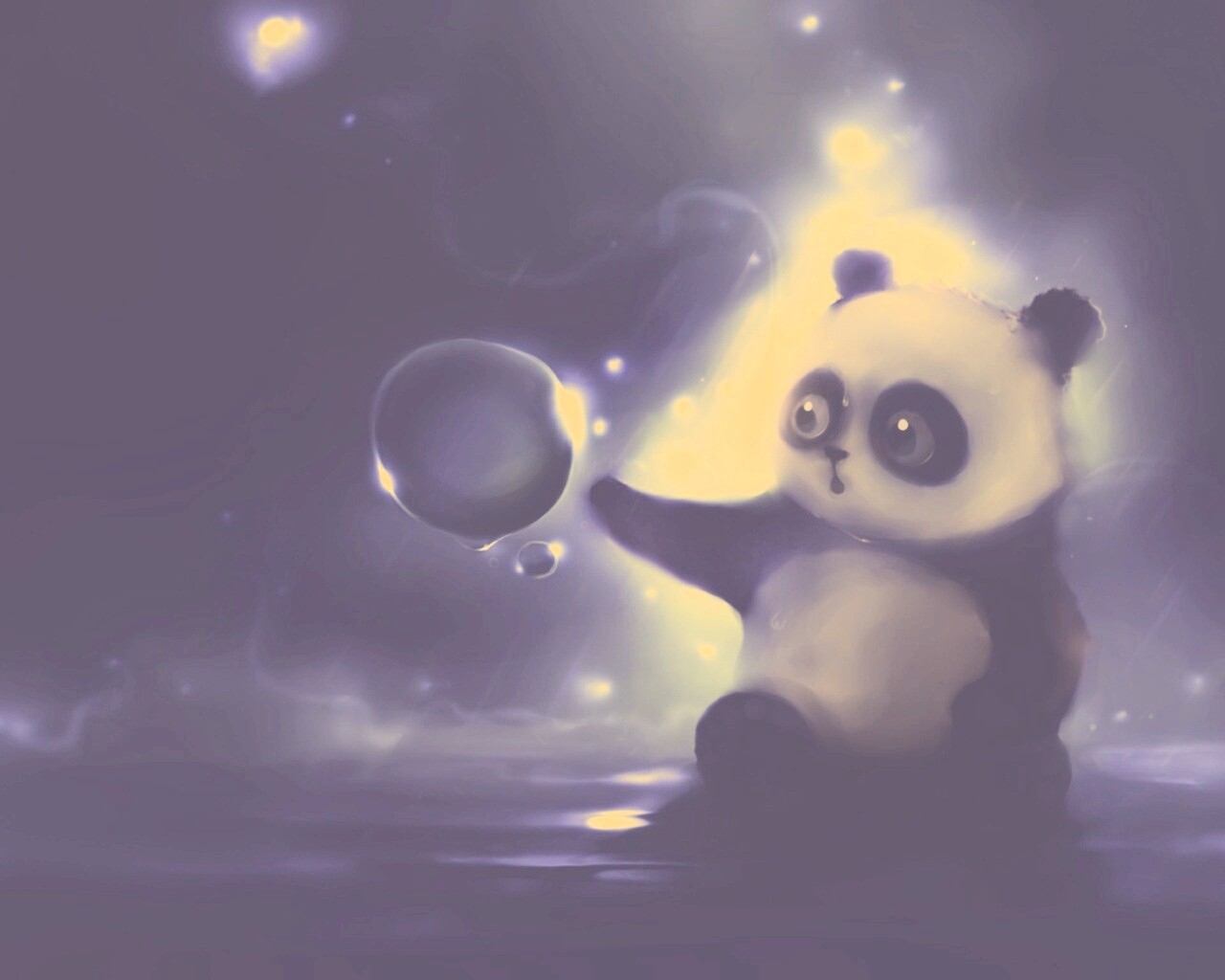 Панда и пузырек обои