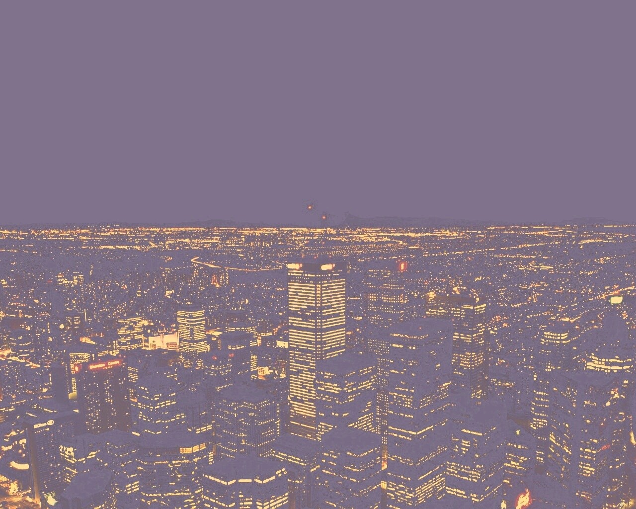 Вид на здания ночного города обои