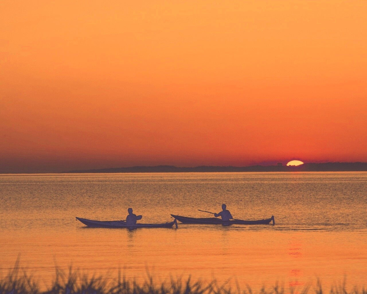 Рыбаки на лодках обои