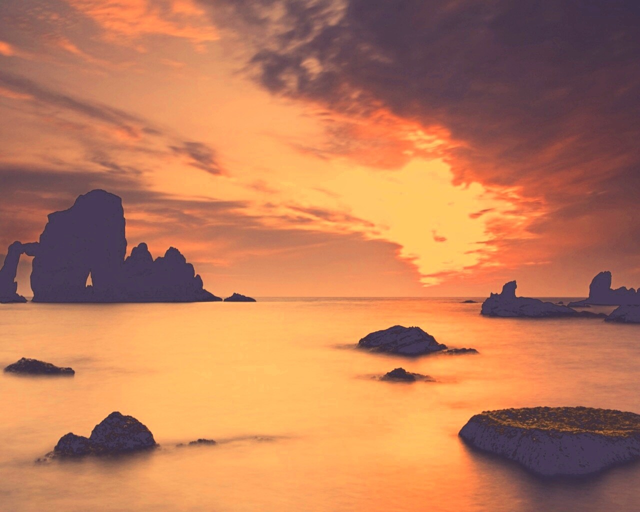 Закат на море обои