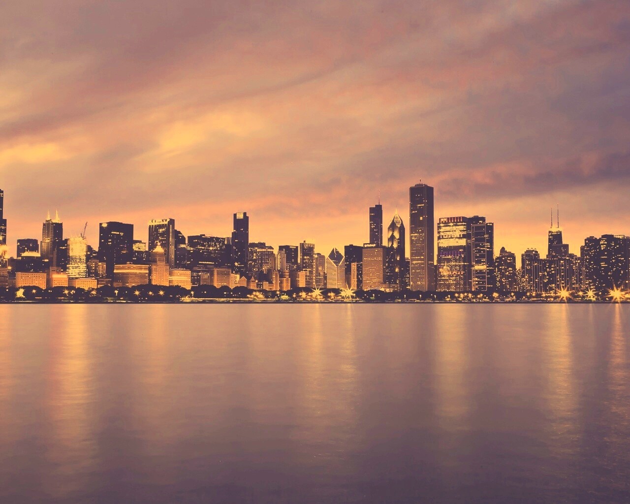 Чикаго с воды обои