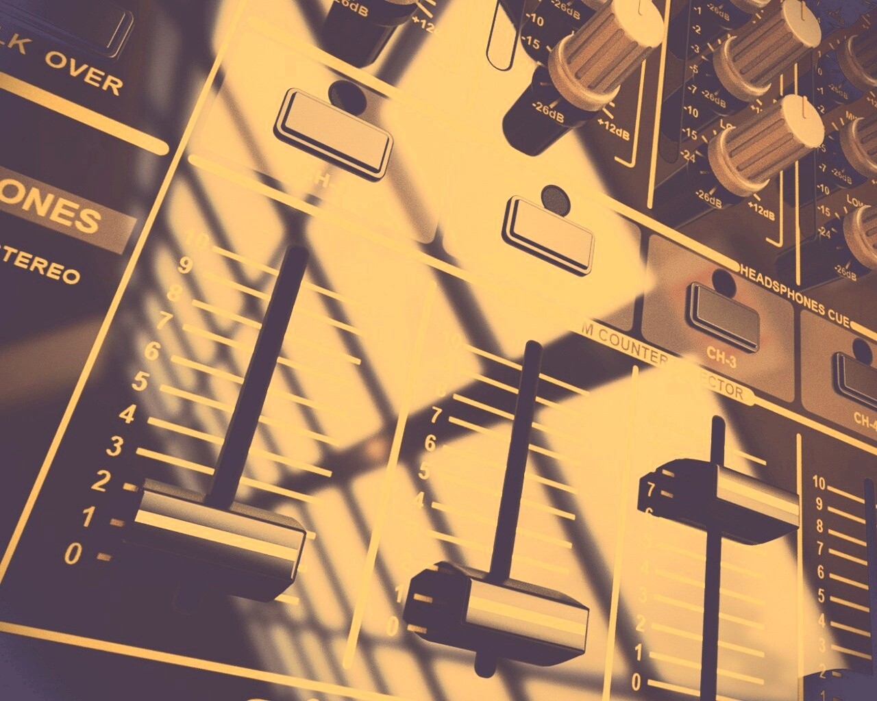 Пульт диджея и отражение на нем обои