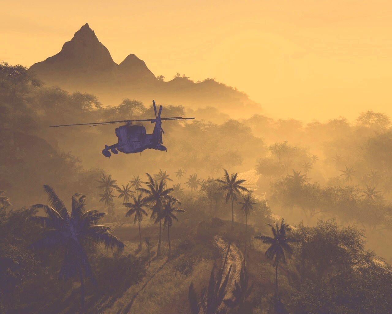 Вертолет над тропиками в crysis обои