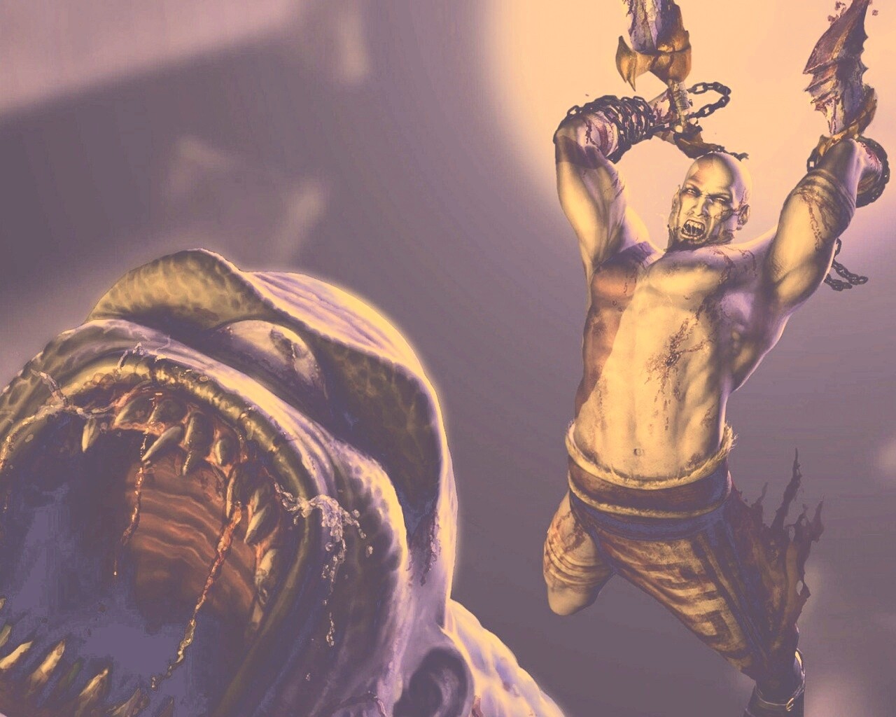 Кратос против монстра обои