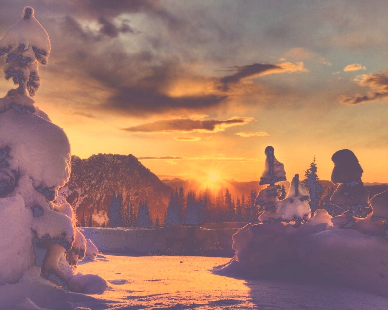 Зимнее солнце обои