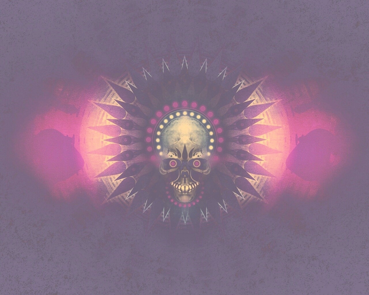 Неоновый череп обои