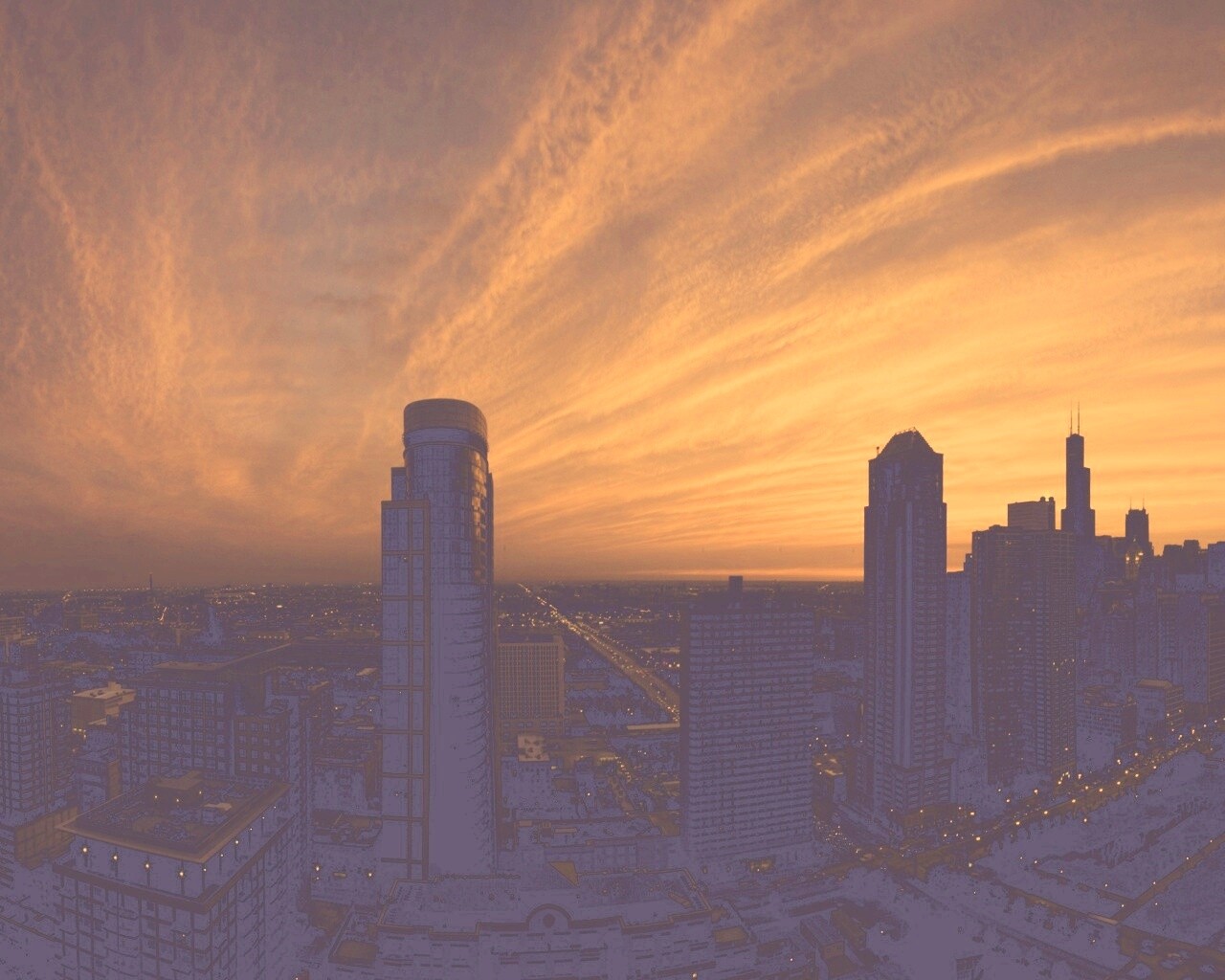 Сумерки в городе обои