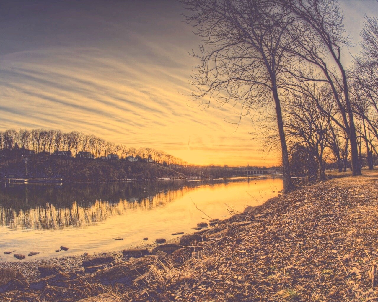 Осенний закат обои