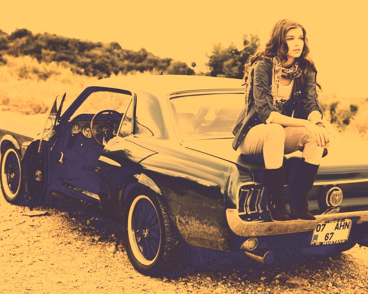 Девушка на мустанге обои