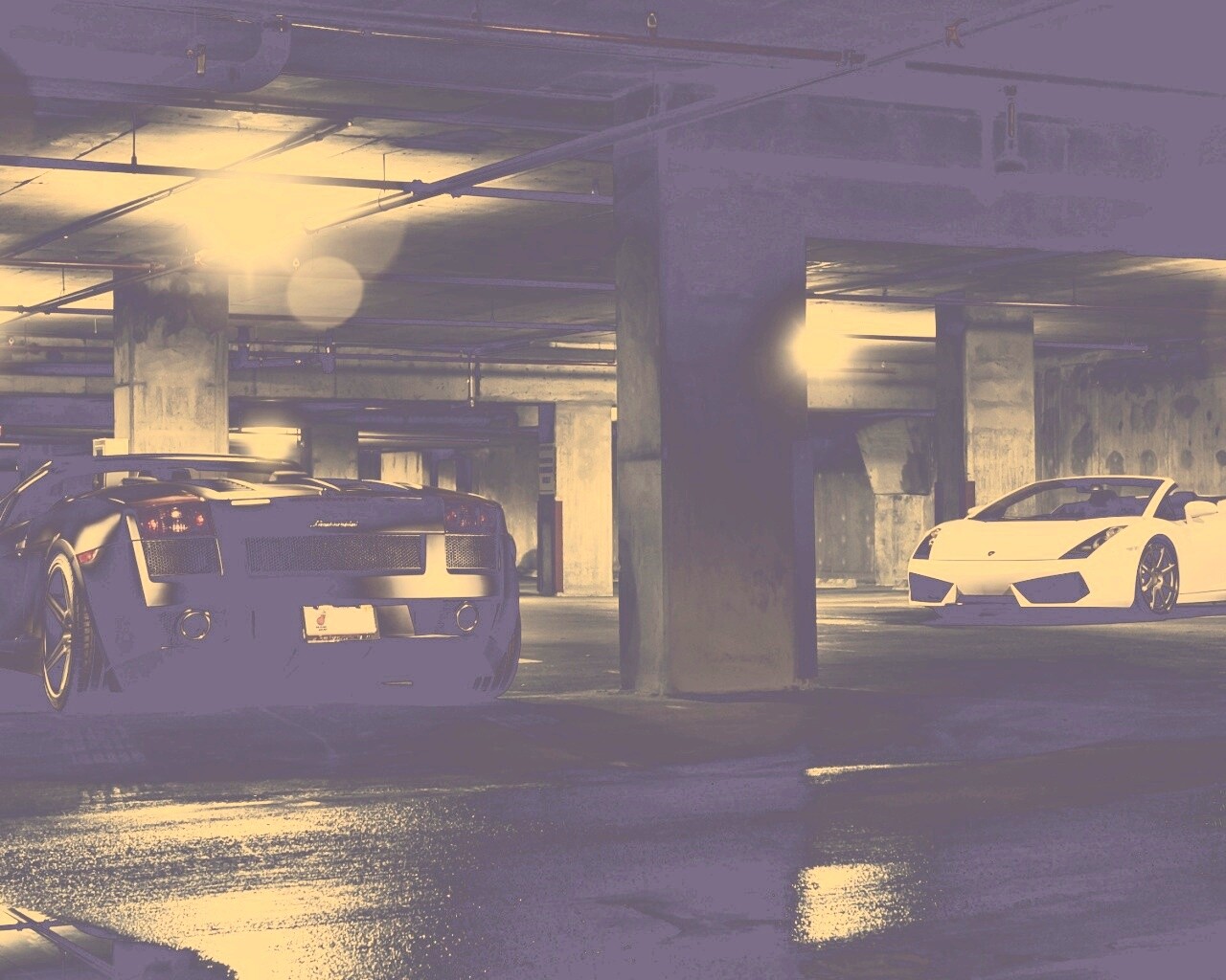 Ламборджини на подземной парковке обои
