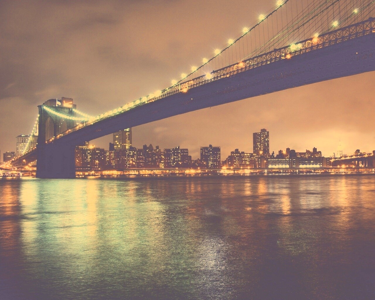 Мост в огнях обои