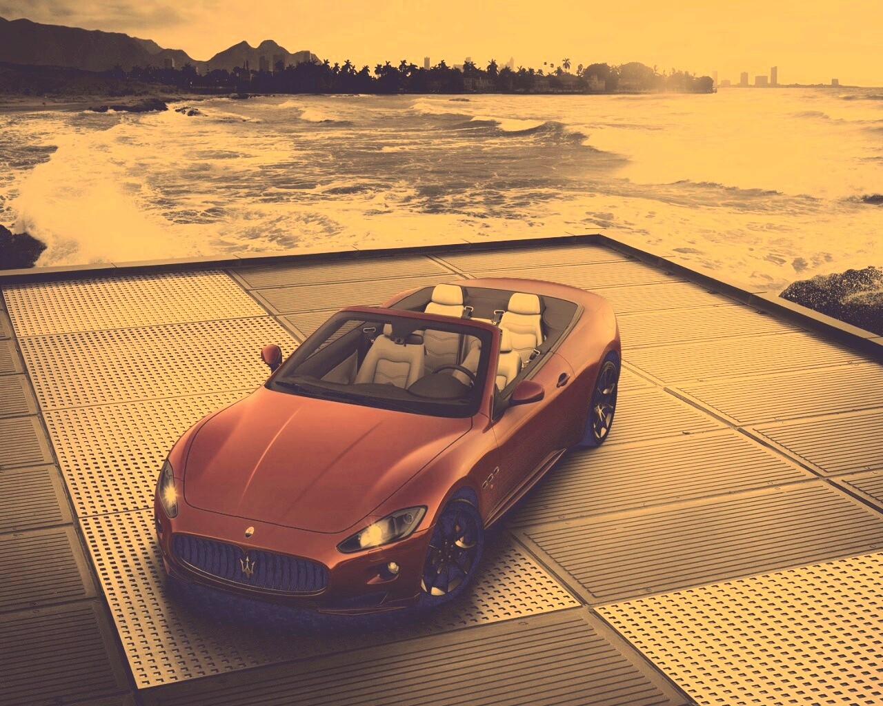Мазерати на берегу моря обои