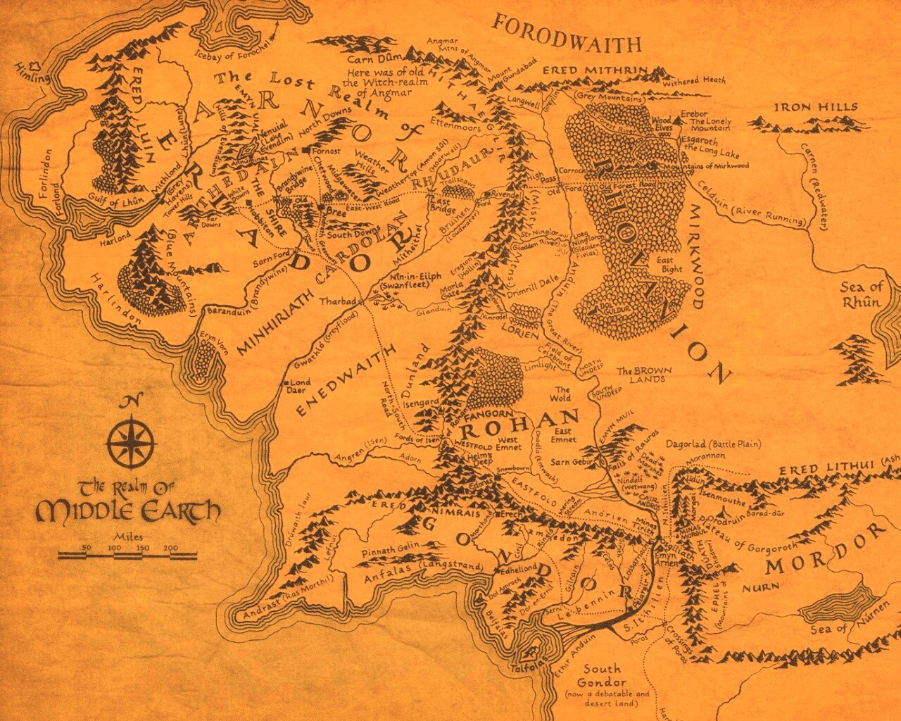 Карта Средиземья обои