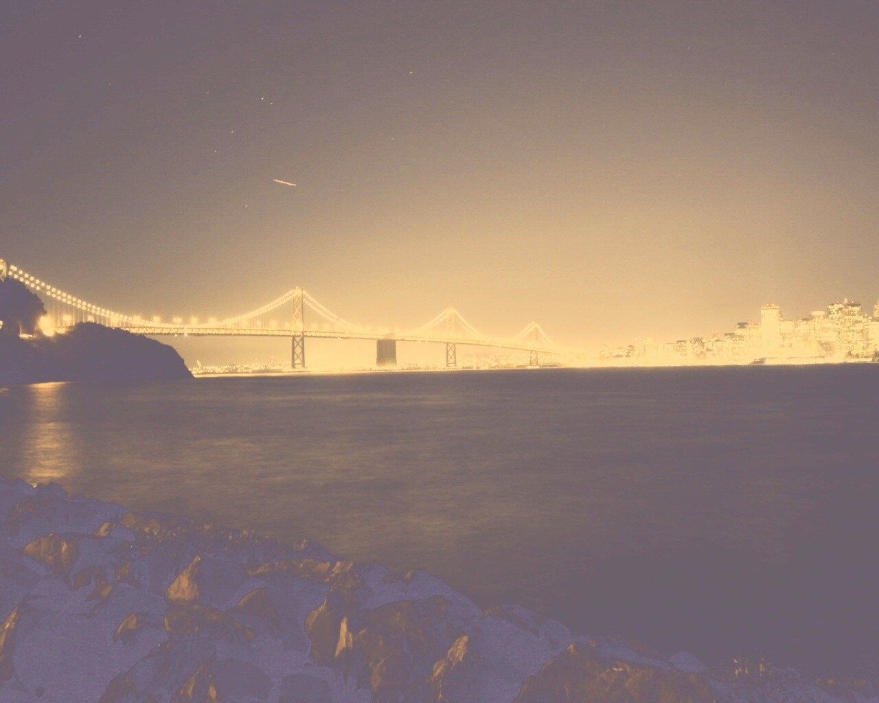 Вид на ночной мост обои