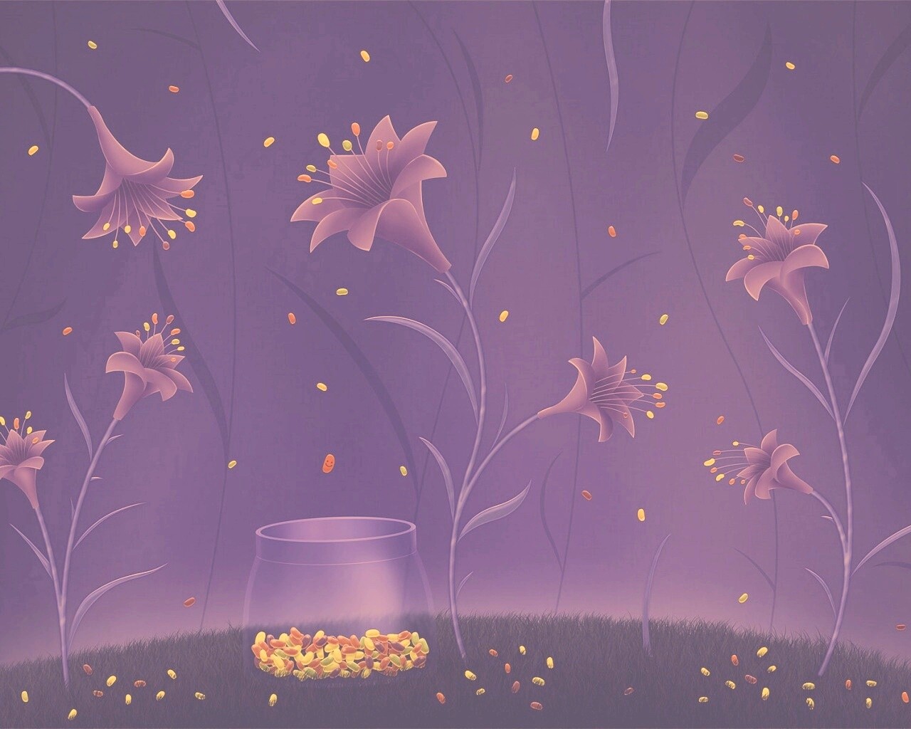 Волшебные цветы и конфетки обои