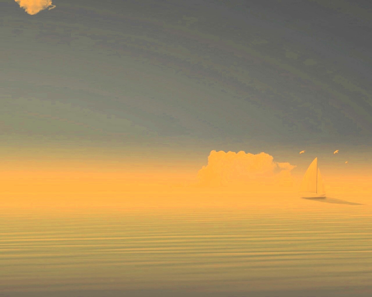 Голубые обои под хорошее настроение с парусником обои