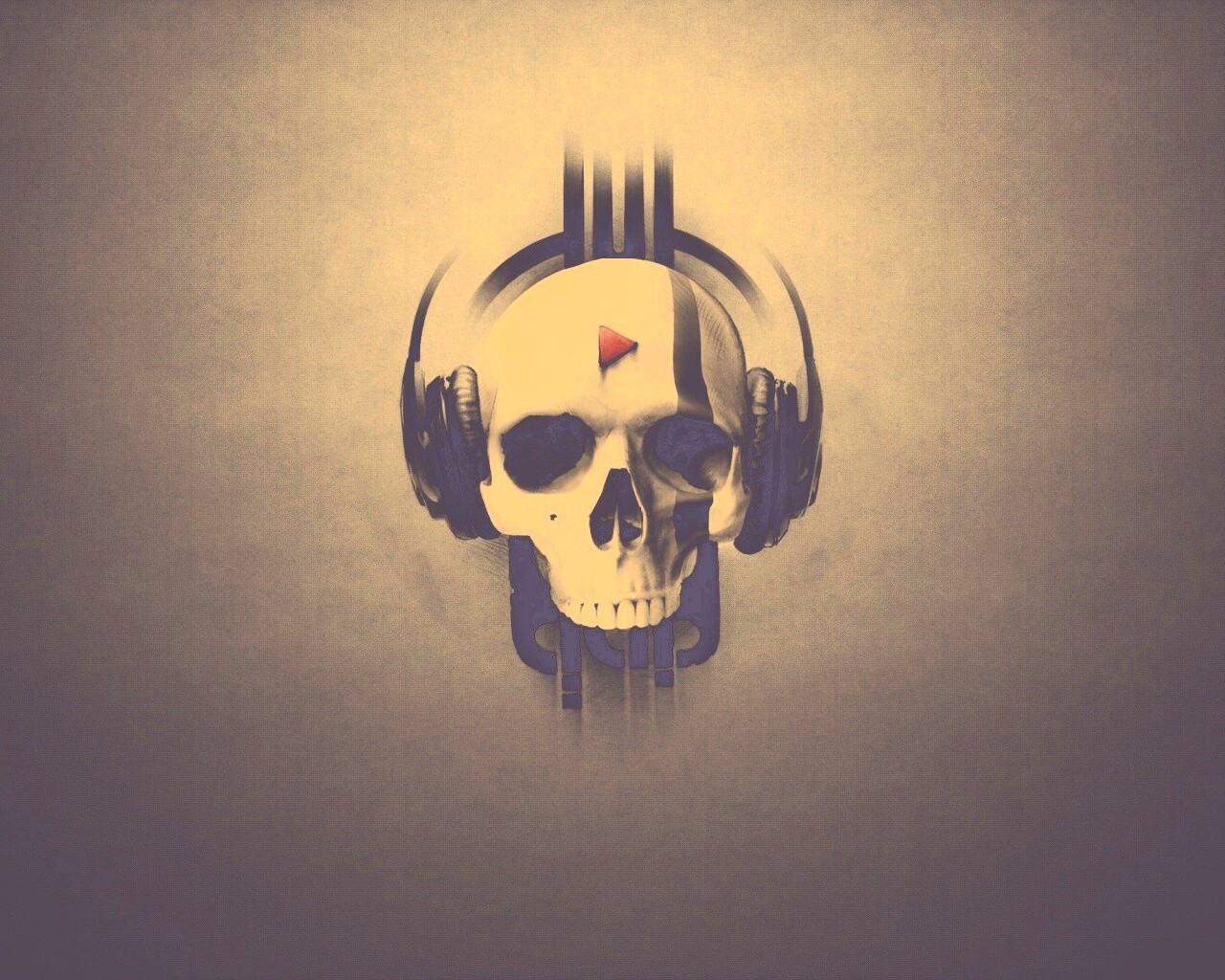 Череп в наушниках обои