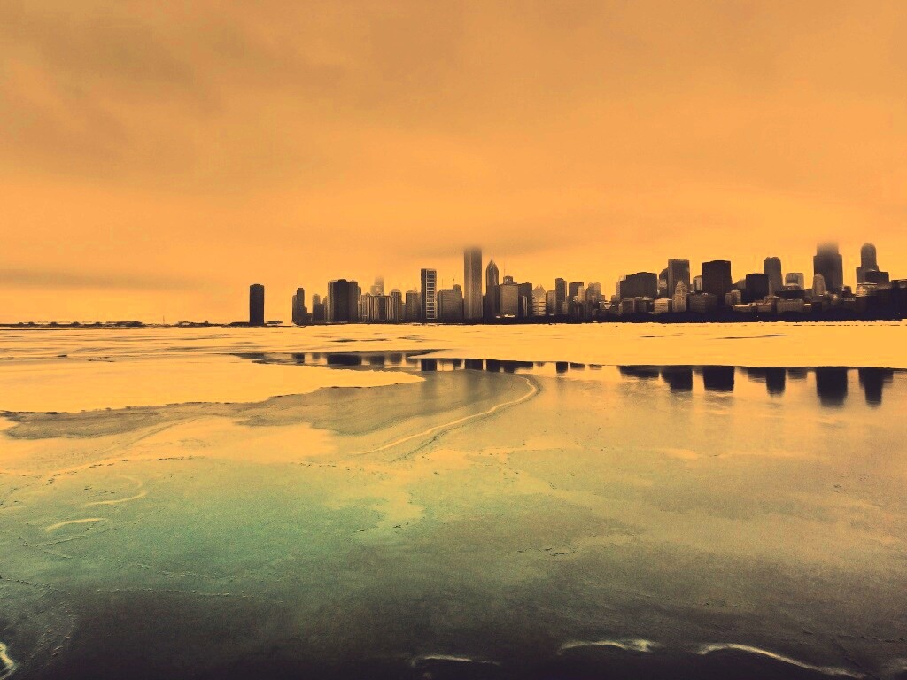 Зимний город обои