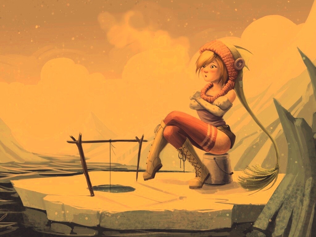 Тяготы зимней рыбалки обои