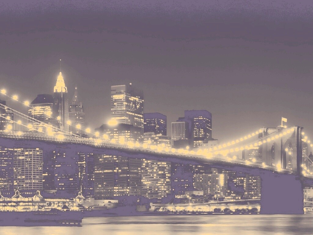 Вид на ночной Нью-Йорк обои