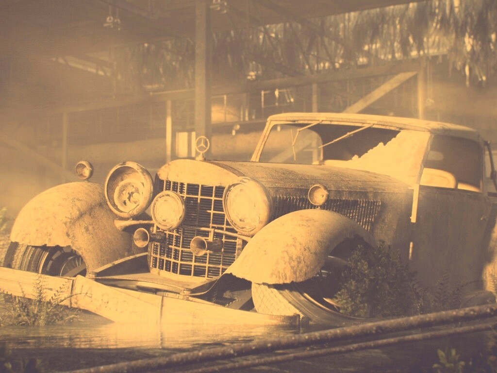 Гниющий ретро мерседес обои