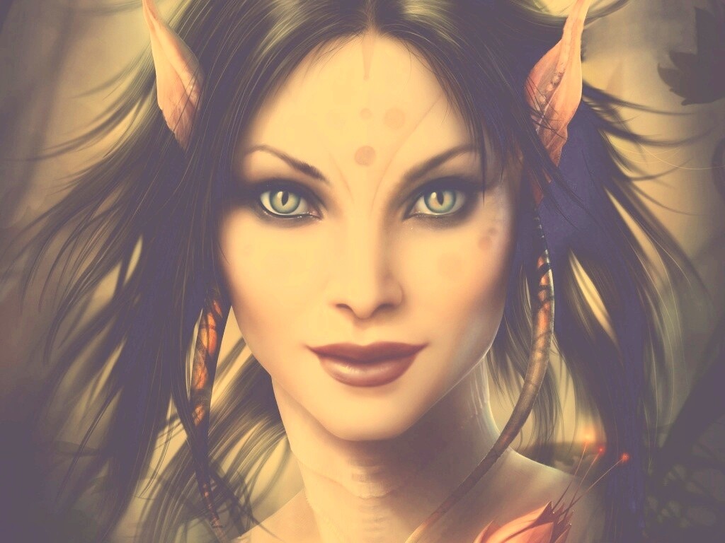 Эльфийка с кошачьими глазами обои