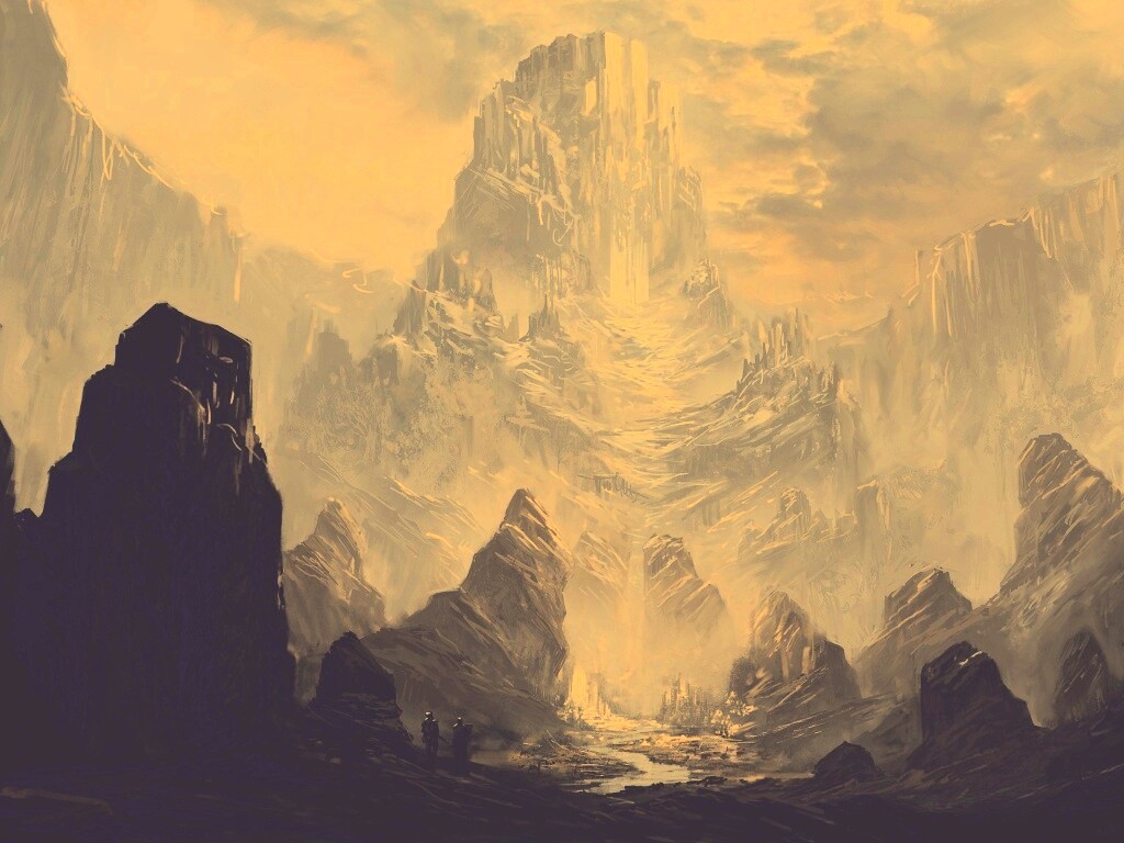 Город в горах обои