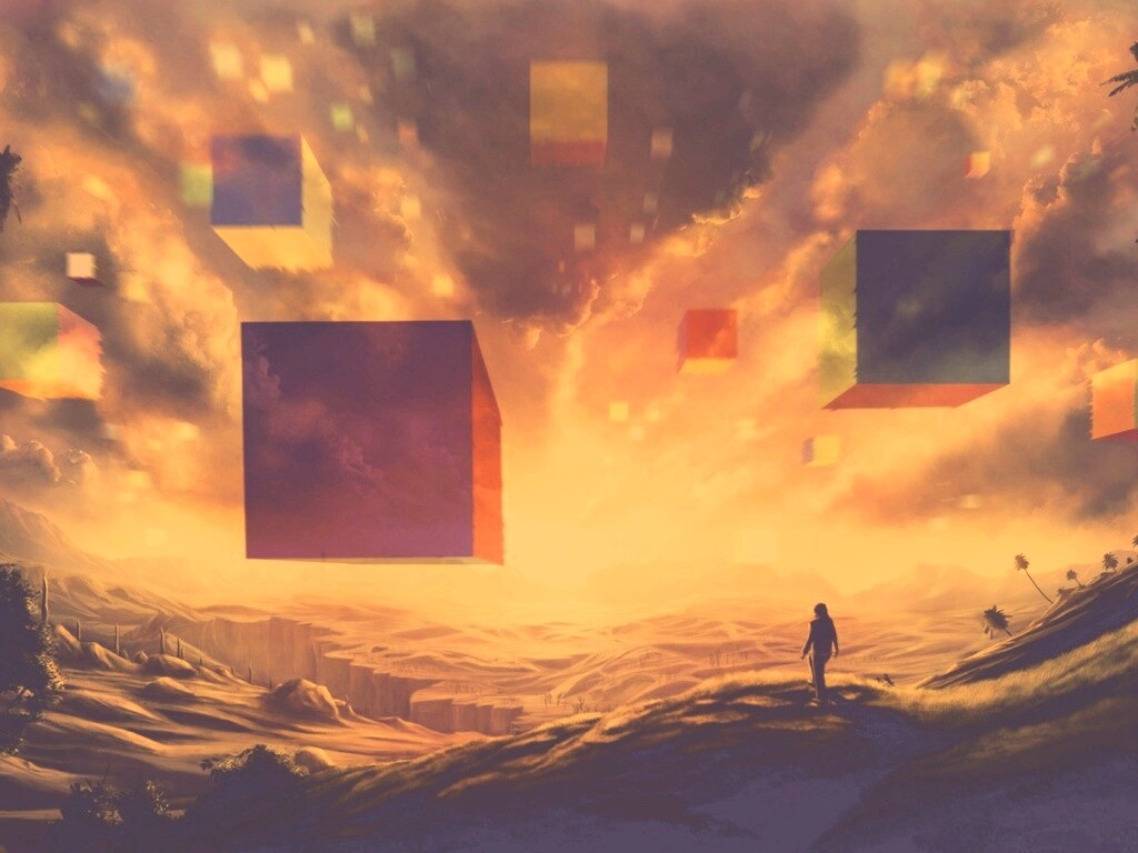 Кубы в небе обои