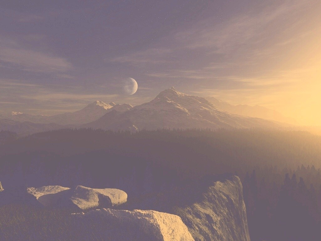 Луна над горами обои