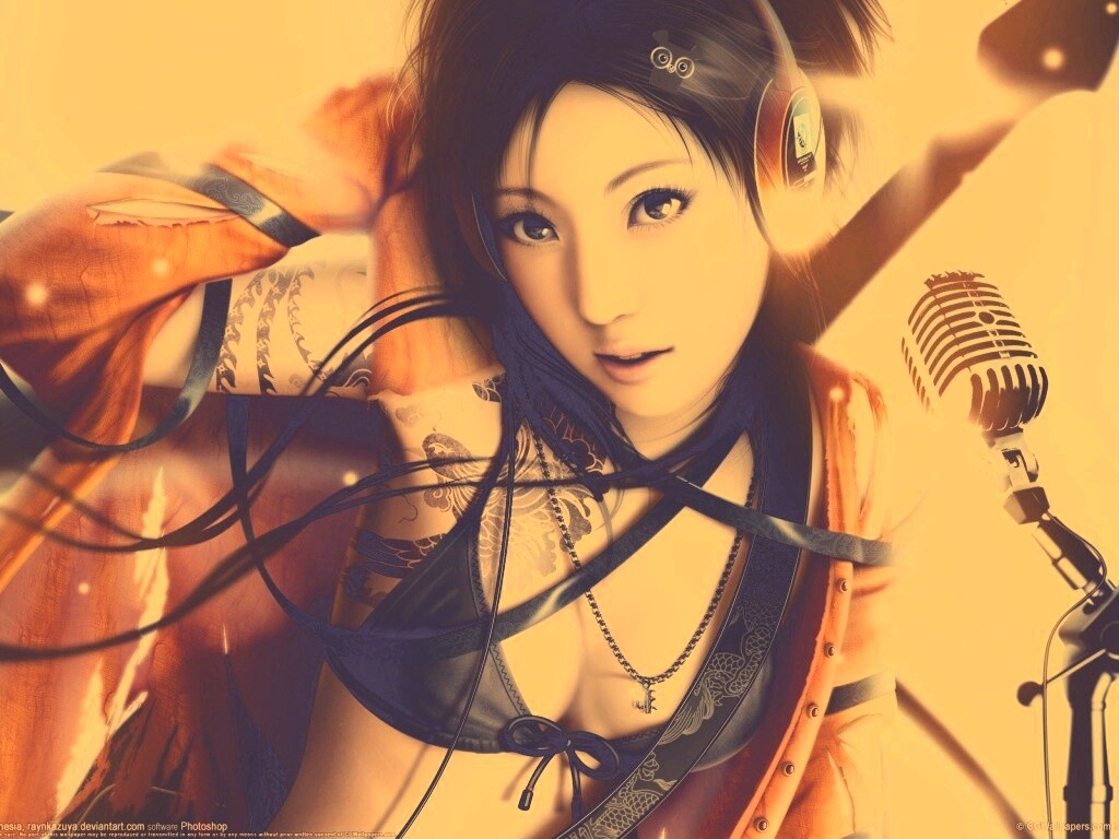 Поющая японка обои