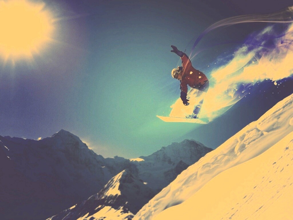 Сноубордист в прыжке обои