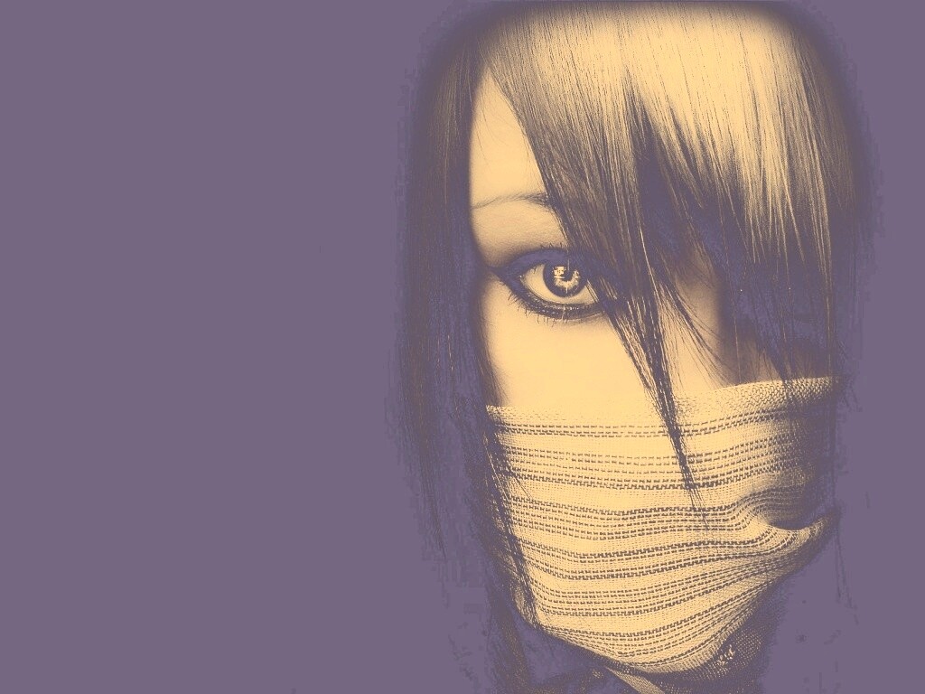 Девушка с закрытым ртом обои