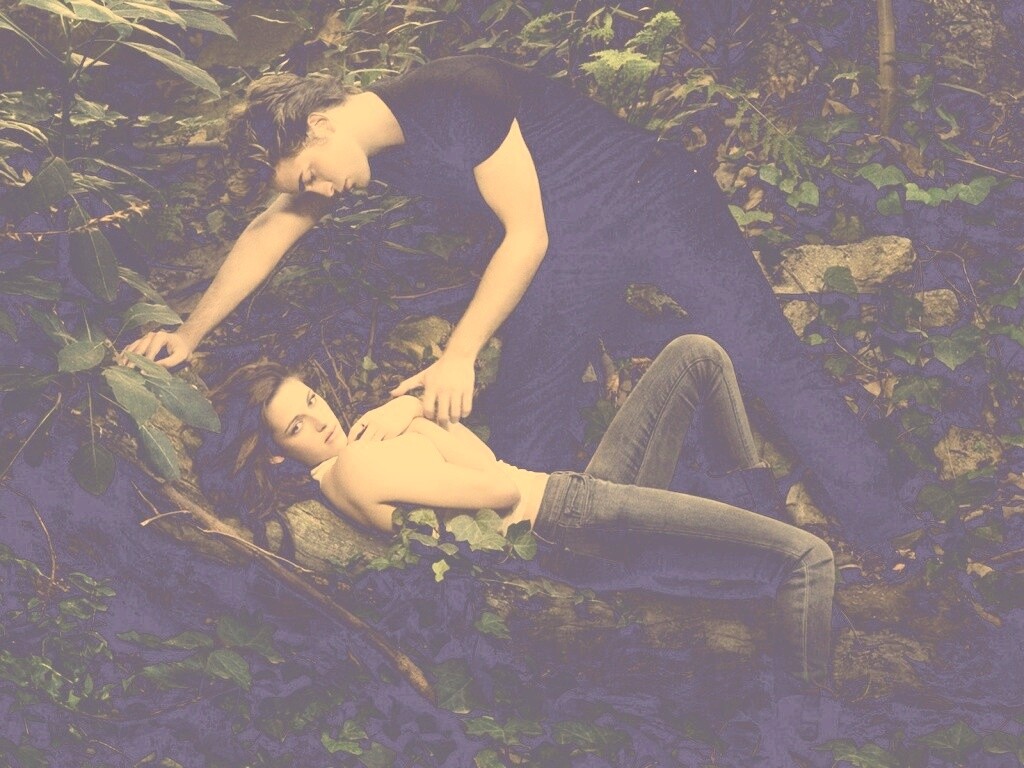 Эдвард и Белла в лесу обои