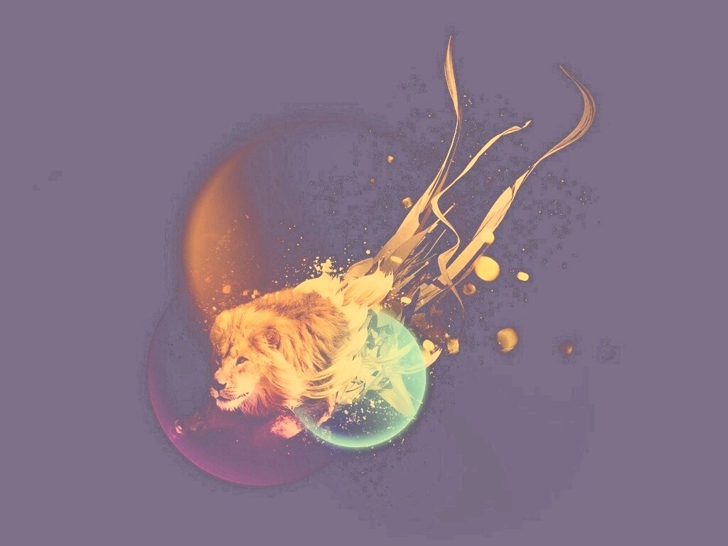 Лев в абстарктой фигне обои