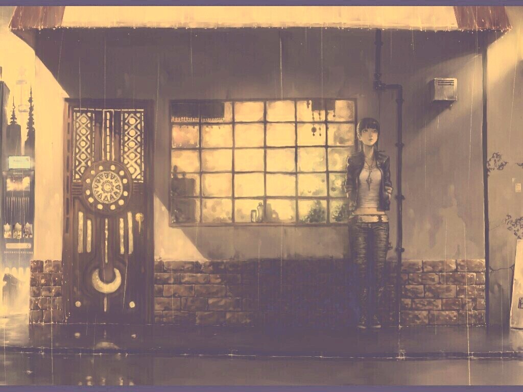 Ожидание под дождем обои