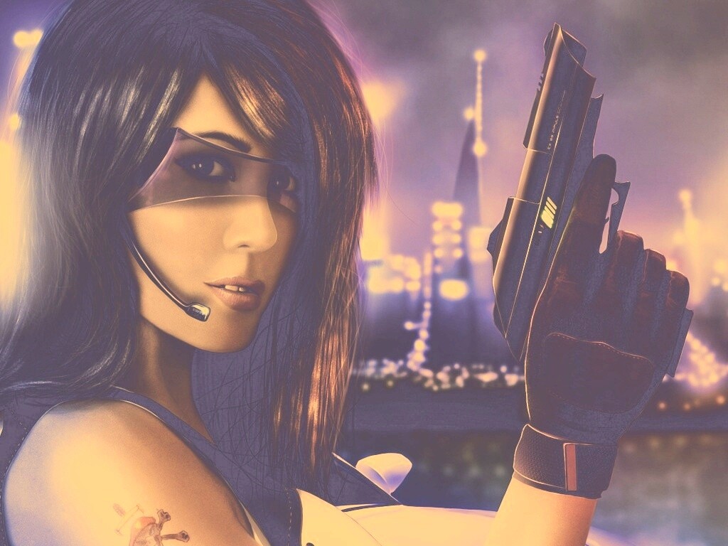 Девушка из будущего с пистолетом обои