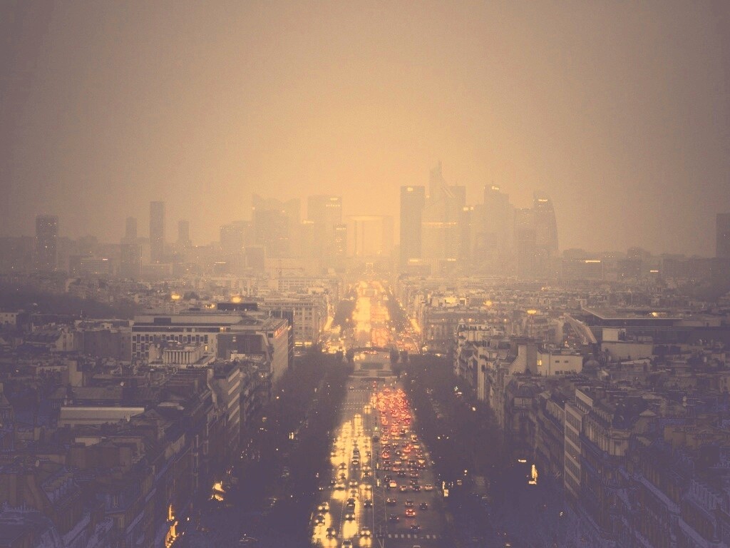 Ночной город в тумане обои