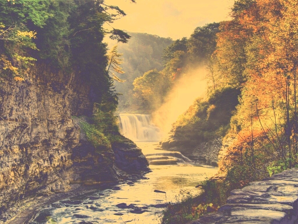 Скалистый водопад обои