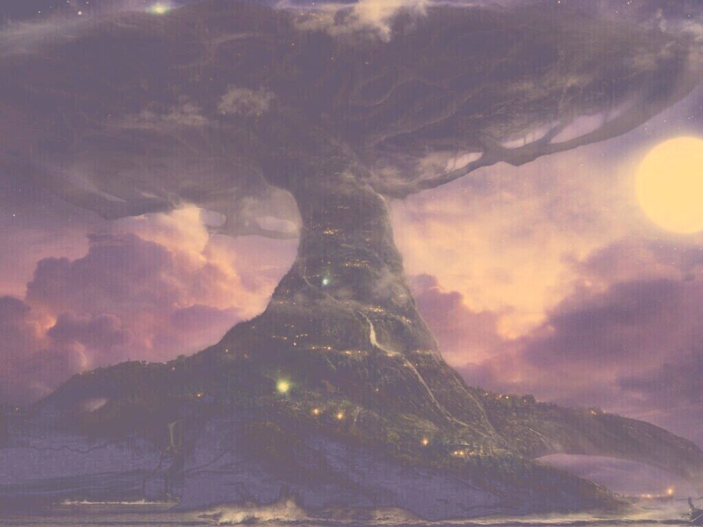 Дерево-город обои